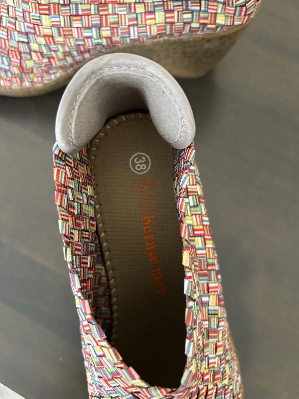bernie mev. Multicolor Woven Wedge Slip-Ons